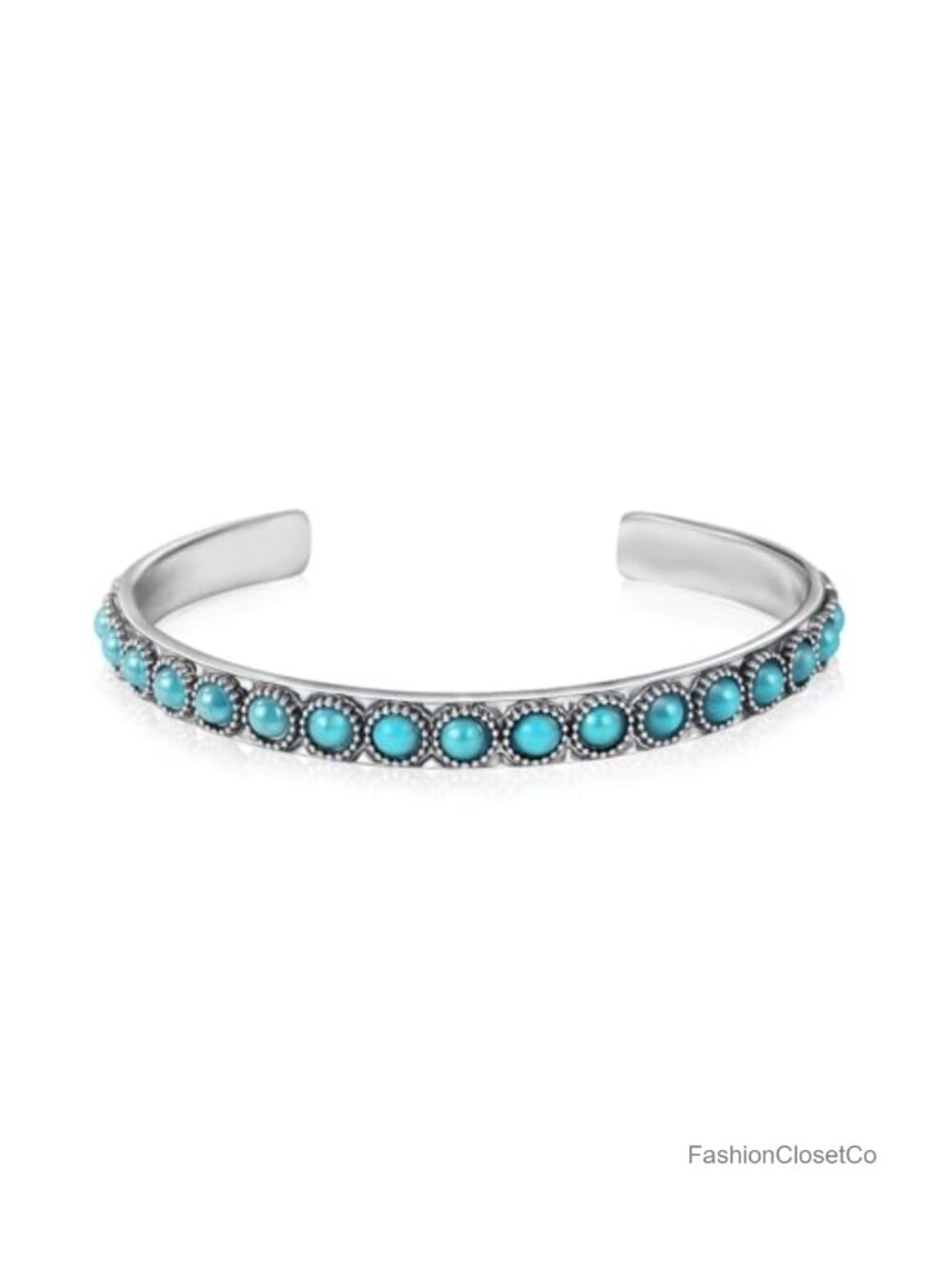 Vintage Turquoise Cuff Bracelet Zinc Alloy Bohemian Cowgirl Jewelry